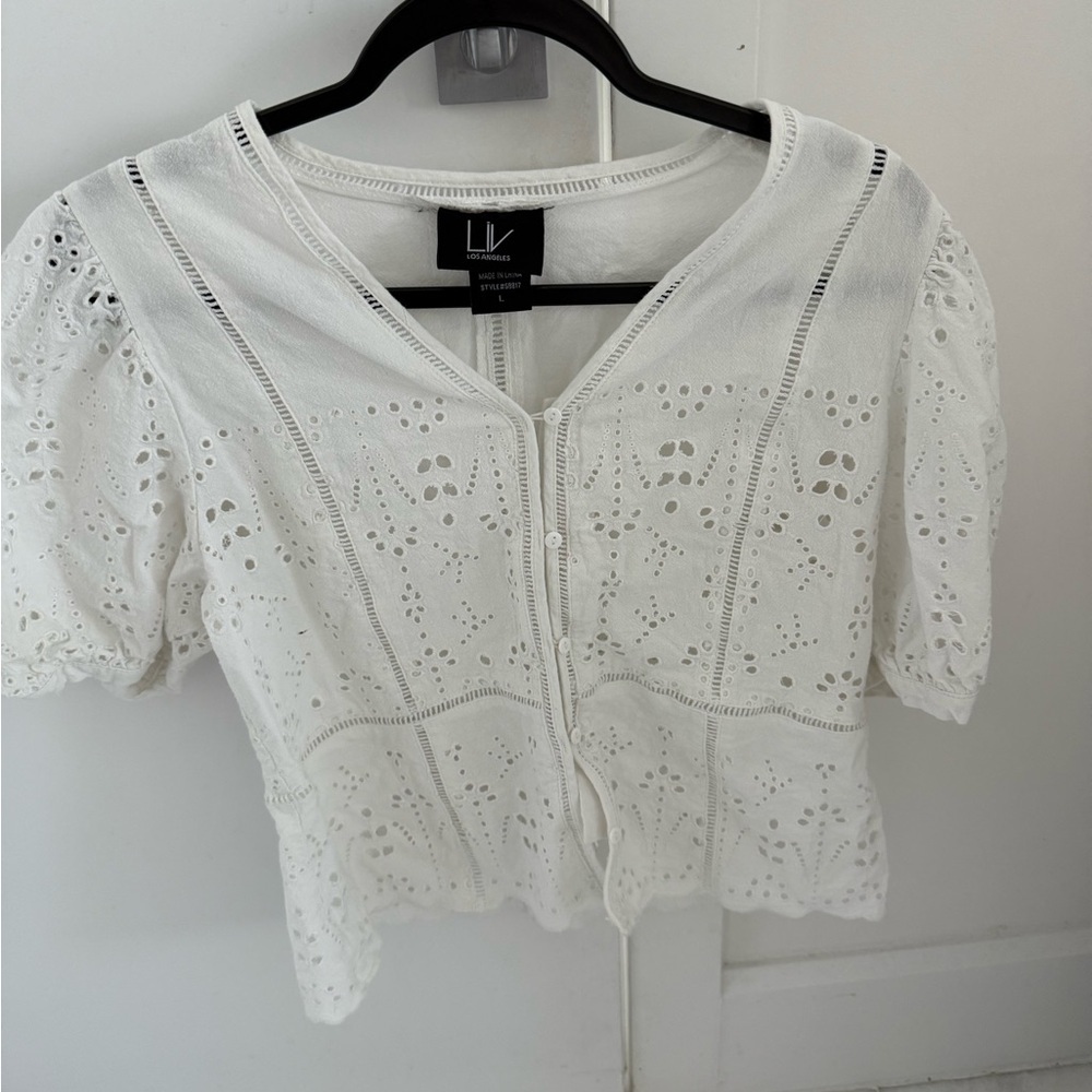 Elegant White Eyelet Blouse